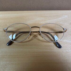 Laura Ashley Vintage Joanna 90s Pearl Gold Oval Eyeglasses Metal Floral